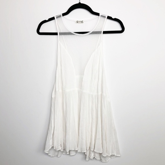 Free people ivory sheer mesh marble tank blouse - Picture 8 of 11